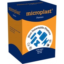 100 Assorted blue detectable plasters in box