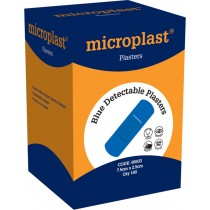100 blue detectable plasters 7.5cm x 2.5cm