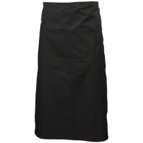 Black Long Apron with a Split Pocket 90cm Long