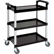 Genware Small 3 Tier Pp Trolley Black Shelves