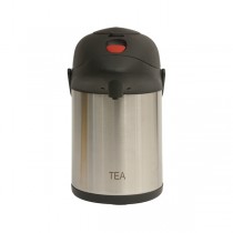 Tea Inscribed Stainless Steel Vacuum Pump Pot 2.5Ltr