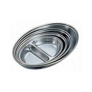 Stainless Steel 2 Division Oval Veg.Dish 8"