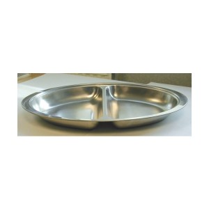 Stainless Steel 2 Division Oval Banqueting Dish 20"