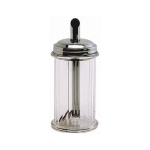 Clear Plastic Sugar Pourer With Stainless Steel Top