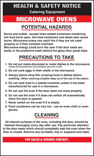 Microwave ovens safety notice: Self Adhesive Vinyl Notice