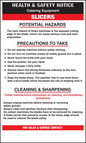 Slicers safety notice: Self Adhesive Vinyl Notice