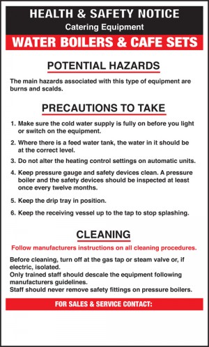 Water boilers/cafe sets safety notice: Self Adhesive Vinyl Notice