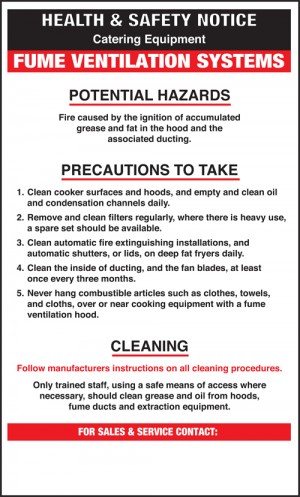 Fume ventilation system safety notice: Self Adhesive Vinyl Notice