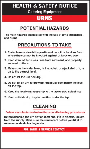 Urns safety notice: Self Adhesive Vinyl Notice