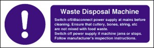 Waste disposal machine safety notice: Self Adhesive Vinyl Notice