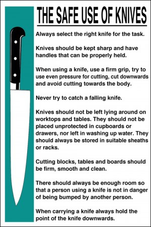 Safe use of knives: Self Adhesive Vinyl Notice