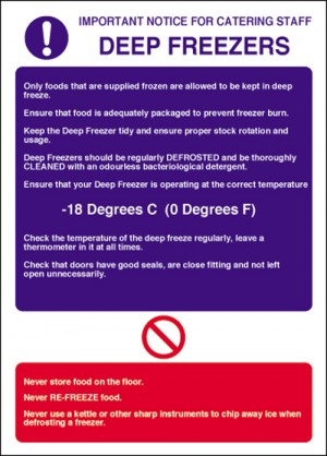 Deep freezer notice: Self Adhesive Vinyl Notice