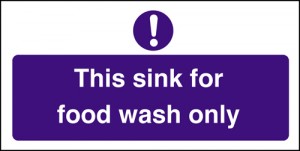 Sink for food wash only: Self Adhesive Vinyl Notice