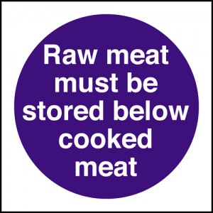 Raw meat store below cooked meat: Self Adhesive Vinyl Notice