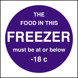Freezer temperature: Self Adhesive Vinyl Notice