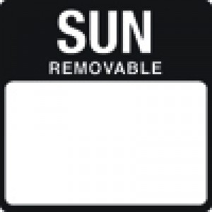Removable Sunday 25mm square. 1000 per roll. 