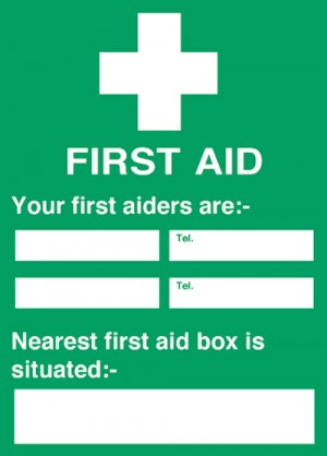 First aiders/nearest first aid box is: Semi-Rigid Notice