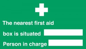 Nearest first aid box/person in charge: Self Adhesive Vinyl Notice