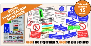 Food preparation Sign Pack. (15 notices)