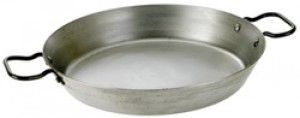 Black Iron Paella Pan : 10" top, 8" base. 255mm top, 200mm base.