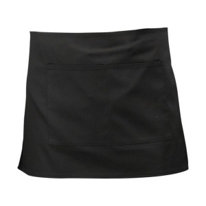 Black Short Apron with a Split Pocket 70cm x 37C