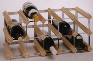15 BOTTLE WINE RACK : 9"h x 20 1/2"w x 9"d. 230mm x 520mm x 230mm.