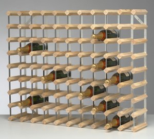 90 BOTTLE WINE RACK : 32"h x 39 1/2" w x 9"d. 810mm x 1000mm x 230mm.