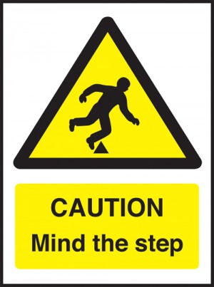 Caution mind the step: Self Adhesive Vinyl Notice